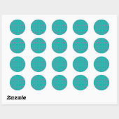 Diepe roze Stippen op Aqua Blue Ronde Sticker (Vel)