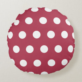 Diepe Roze Witte Geometrische Stippen Patroon Rond Kussen