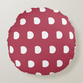 Diepe Roze Witte Geometrische Stippenpatroon Rond Kussen