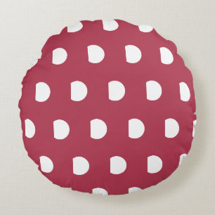 Diepe Roze Witte Geometrische Stippenpatroon Rond Kussen