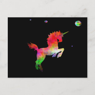 Diepe ruimte multi-hued Unicorn Briefkaart