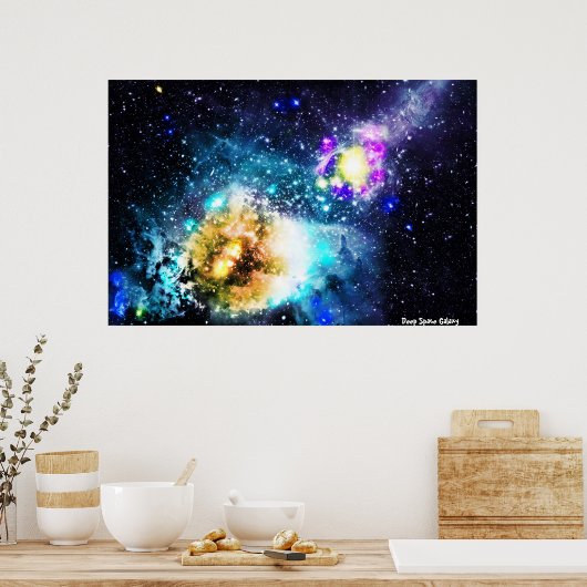 Diepe ruimte sterrenstelsel poster (Keuken)