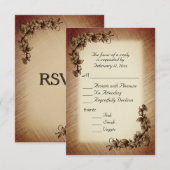 Diepe Rustic Flowers RSVP met keuze uit entree Kaartje (Voorkant / Achterkant)