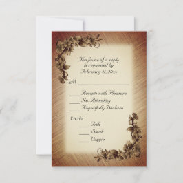 Diepe Rustieke Bloemen RSVP met keuze van hoofdger Kaartje