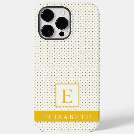 diepe saffraan gele witte polka dot Case-Mate iPhone case (Achterkant)