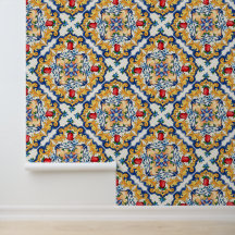 Diepe Saffraanrode Bloemrijke Siciliaanse Majolica