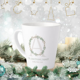 Diepe Salie Krans Monogram Familie Naam Aandenken Latte Mok