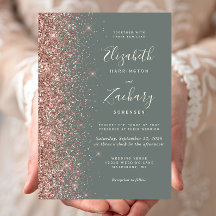 Diepe Saliegroene Roze Gouden Glitter Bruiloft