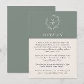 Diepe sep Simple Elegant Monogram - Gegevens Informatiekaartje (Voorkant / Achterkant)