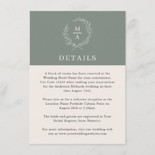 Diepe sep Simple Elegant Monogram - Gegevens Informatiekaartje
