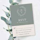 Diepe sep Simple Elegant Monogram RSVP Kaartje