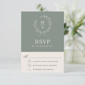 Diepe sep Simple Elegant Monogram RSVP Kaartje (Staand voorkant)