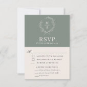 Diepe sep Simple Elegant Monogram RSVP met maaltij (Voorkant)