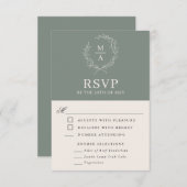 Diepe sep Simple Elegant Monogram RSVP met maaltij (Voorkant / Achterkant)