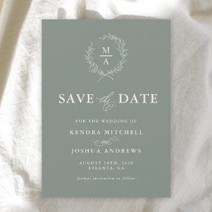 Diepe sep Simple Elegant Monogram Save the Date