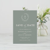 Diepe sep Simple Elegant Monogram Save the Date (Staand voorkant)