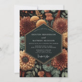 Diepe Sienna Bloemrijke Herfst Huwelijk Kaart (Voorkant)