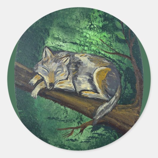 Diepe slaap- handgemaakte kunst ronde sticker (Voorkant)