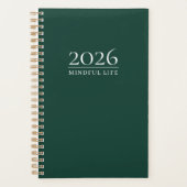 Diepe Smaragd 2026 Planner | Aangepaste Titel & In (Voorkant)