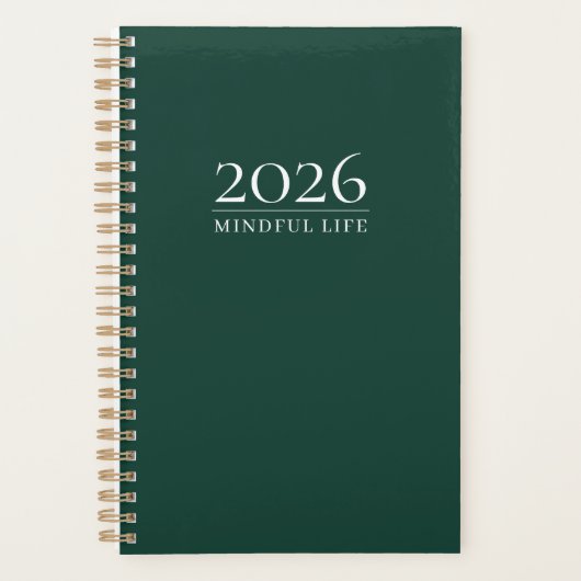 Diepe Smaragd 2026 Planner | Aangepaste Titel & In (Voorkant)
