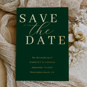Diepe Smaragd & Goud Folie Huwelijk Save The Date Uitnodiging