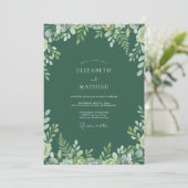Diepe Smaragdgroene Eucalyptus Bruiloft Kaart (Staand voorkant)