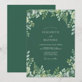 Diepe Smaragdgroene Eucalyptus Bruiloft Kaart (Voorkant / Achterkant)