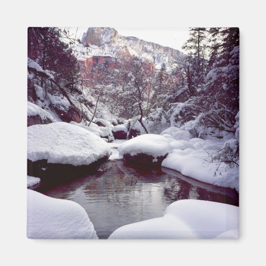Diepe sneeuw bij Middle Emerald Pools Magneet (Voorkant)