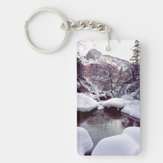 Diepe sneeuw bij Middle Emerald Pools Sleutelhanger (Voorkant)
