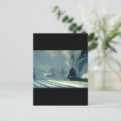 Diepe sneeuw maakt de going_Steam Trains Briefkaart (Staand voorkant)