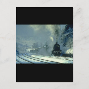 Diepe sneeuw maakt de going_Steam Trains Briefkaart