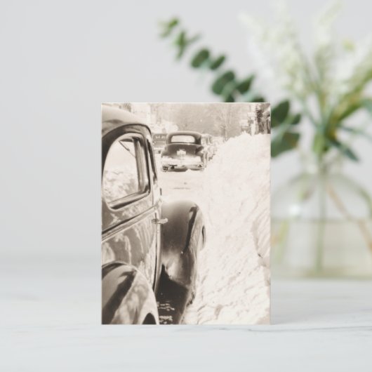 Diepe sneeuwwagen briefkaart (Staand voorkant)