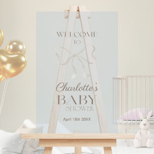 Diepe Stofblauwe Elegante Boog Baby Shower Welkom Acryl Bord