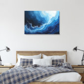 Diepe Stroom: Abstracte Oceaanwoede Canvas Afdruk (Insitu (Slaapkamer))