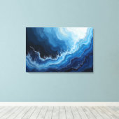 Diepe Stroom: Abstracte Oceaanwoede Canvas Afdruk (Insitu (Houten vloer))