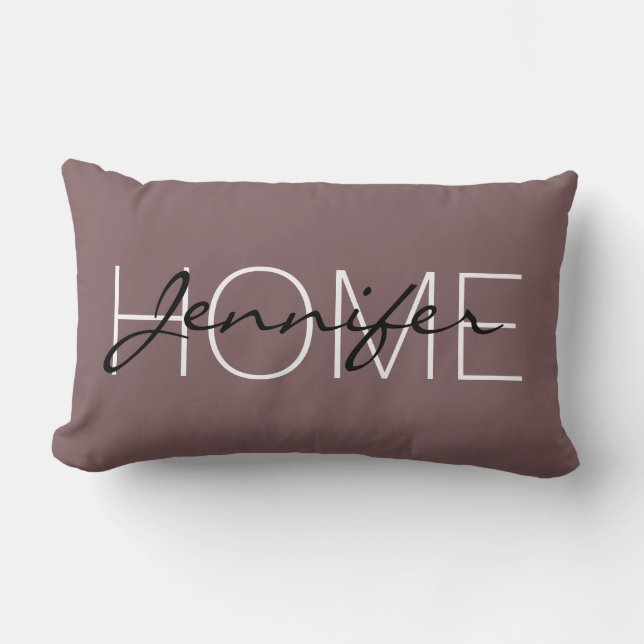 Diepe Taupe kleur huis monogram Kussen (Voorkant)