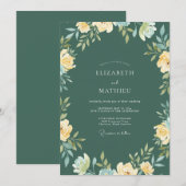 Diepe Teal Ranunculus Eucalyptus Bruiloft Kaart (Voorkant / Achterkant)