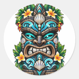 Diepe Teal Rif Tiki Sticker