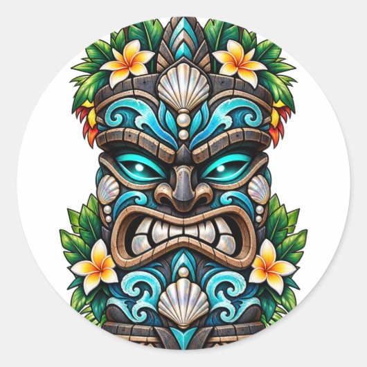 Diepe Teal Rif Tiki Sticker (Voorkant)