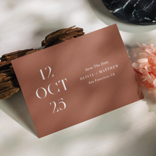 Diepe Terracotta Herfst Bruiloft Moderne Foto He Save The Date
