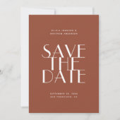 Diepe Terracotta Moderne Bruiloft | Aardse Foto & Save The Date (Voorkant)
