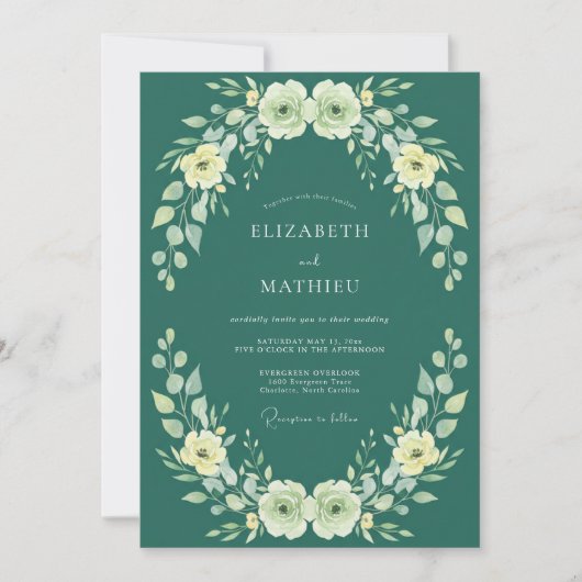 Diepe Turquoise Crème Ranunculus Eucalyptus Bruilo Kaart (Voorkant)