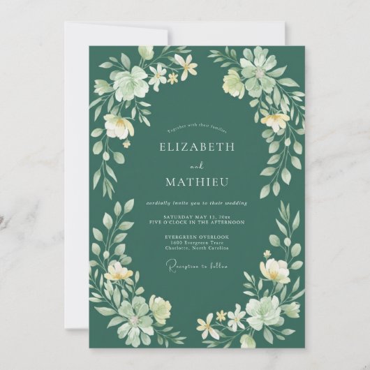 Diepe Turquoise Eucalyptus Bruiloft Kaart (Voorkant)