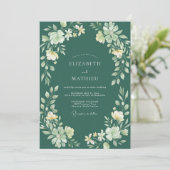 Diepe Turquoise Eucalyptus Bruiloft Kaart (Staand voorkant)