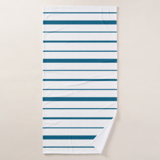 Diepe turquoise strepen op witte achtergrond badhanddoek