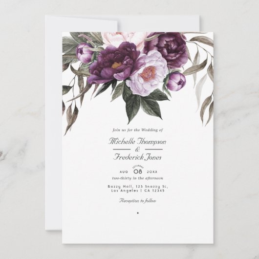 Diepe Velvet Floral QR Code RSVP Weddenschap Kaart (Voorkant)