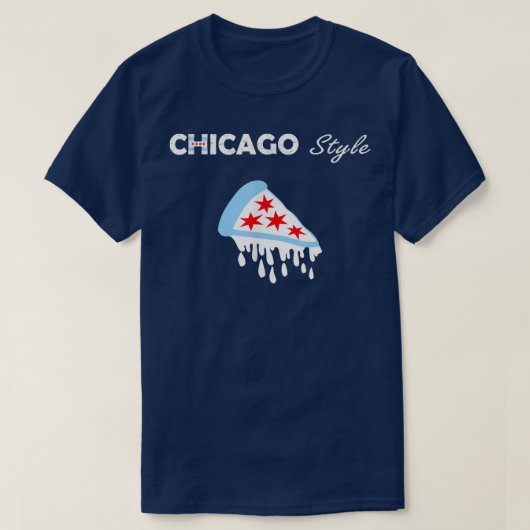 Diepe verf de vlag van Chicago als Pizza T-shirt (Design voorkant)