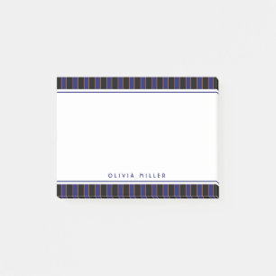 Diepe vintage gestreepte blauwe patroon aangepast  post-it® notes