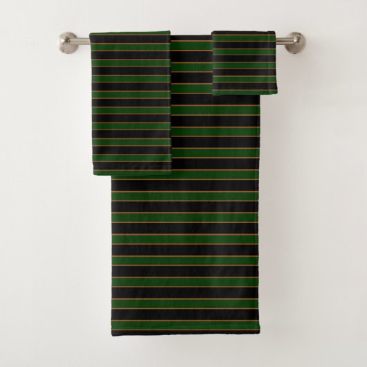 Diepe vintage gestreepte groene badhanddoeken bad handdoek (Insitu)