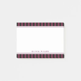 Diepe vintage gestreepte roze paarse patroon op ma post-it® notes